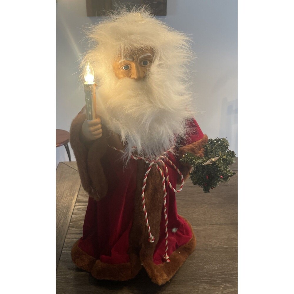 VTG Father Christmas Telco St Nicholas Santa Robe Candle Animated Motionette